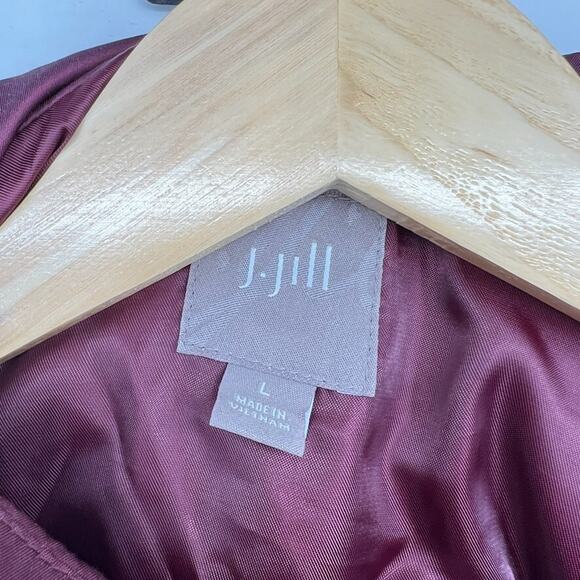 J Jill Down Fill Puffer Coat Jacket Burgundy Red Removable Hood Women's Large - Picture 3 of 11